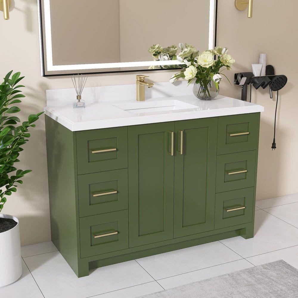 48 in. W x 21.5 in. D x 33.5 in. H Bath Vanity Cabinet without Top Bathroom Vanity Freestanding Solid Wood in Green price history on PriceWatchPro