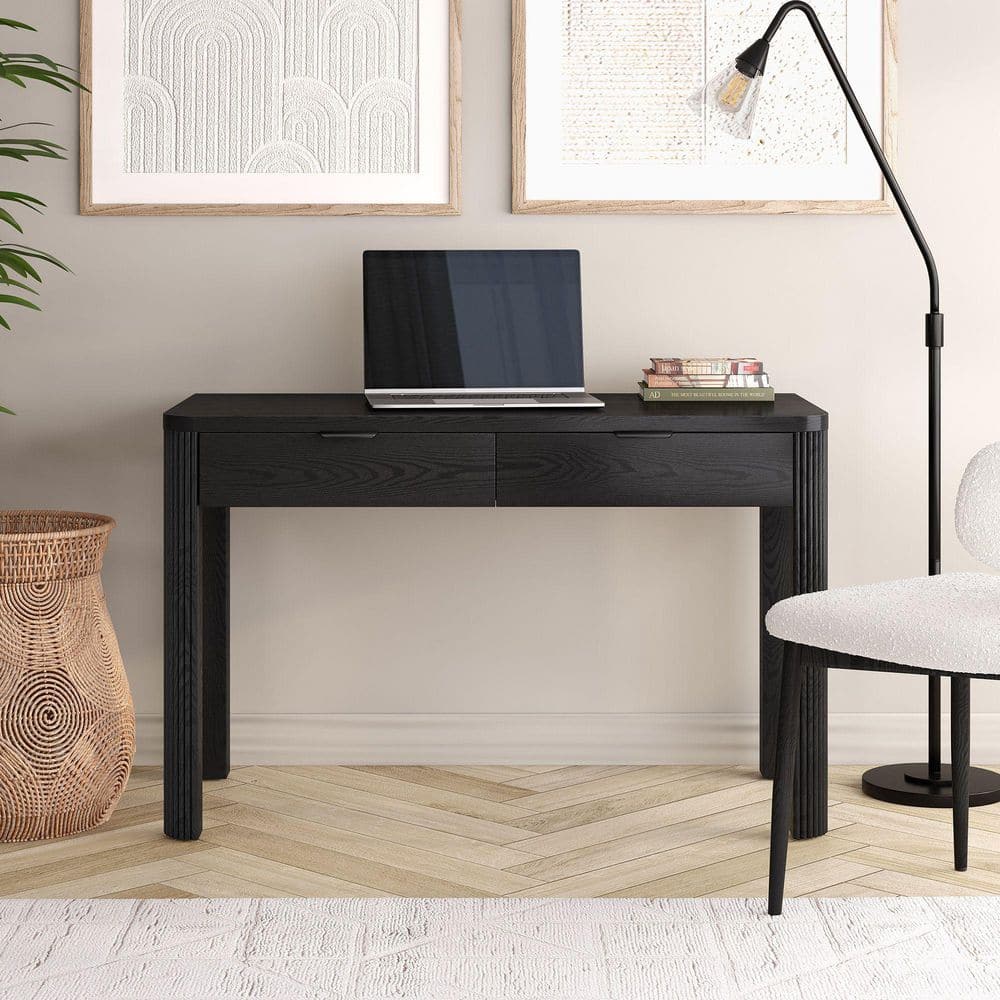 Lonsdale 47.5 in. Black Grain Writing Desk