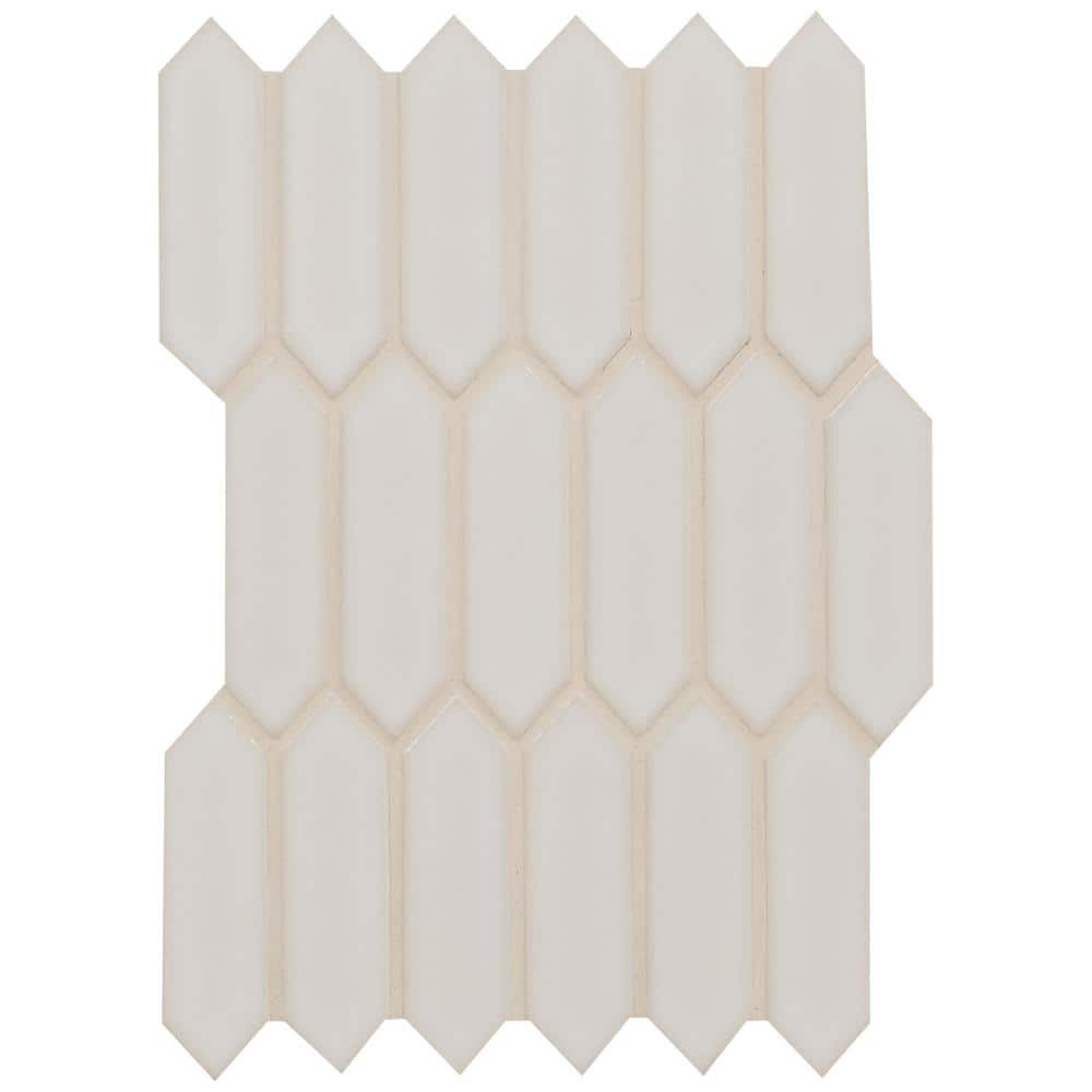 Take Home Tile Sample-Antique White Picket 4 in. x 4 in. x 8mm Glossy Ceramic Mesh Mounted Mosaic Tile price history on PriceWatchPro
