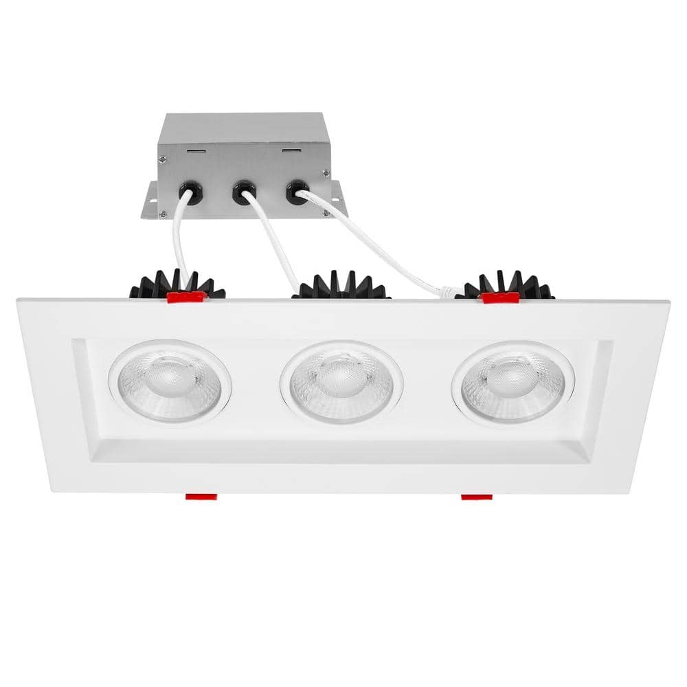 White Aluminum Square Recessed LED Downlight with Adjustable Heads