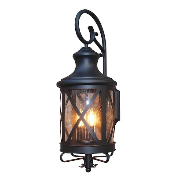 Unbranded Yves Black Dust to Dawn Outdoor Hardwired Lantern Sconce
