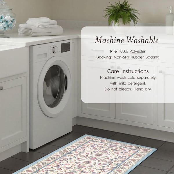 Laura Ashley Chatsworth 2 ft. x 6 ft. Woven Ivory Multi Floral