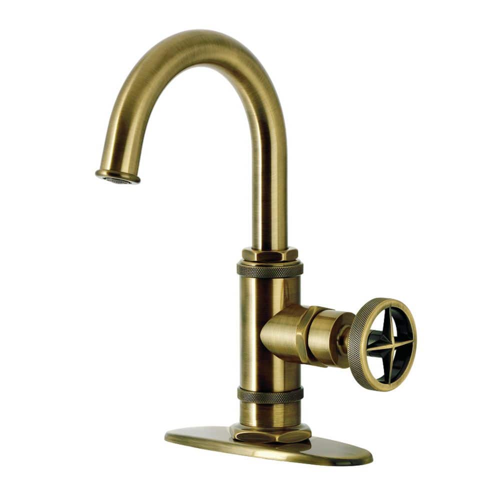 Ostro 1-Handle Single Hole Bathroom Sink Faucet with Push Pop-Up Drain in Antique Brass price history on PriceWatchPro