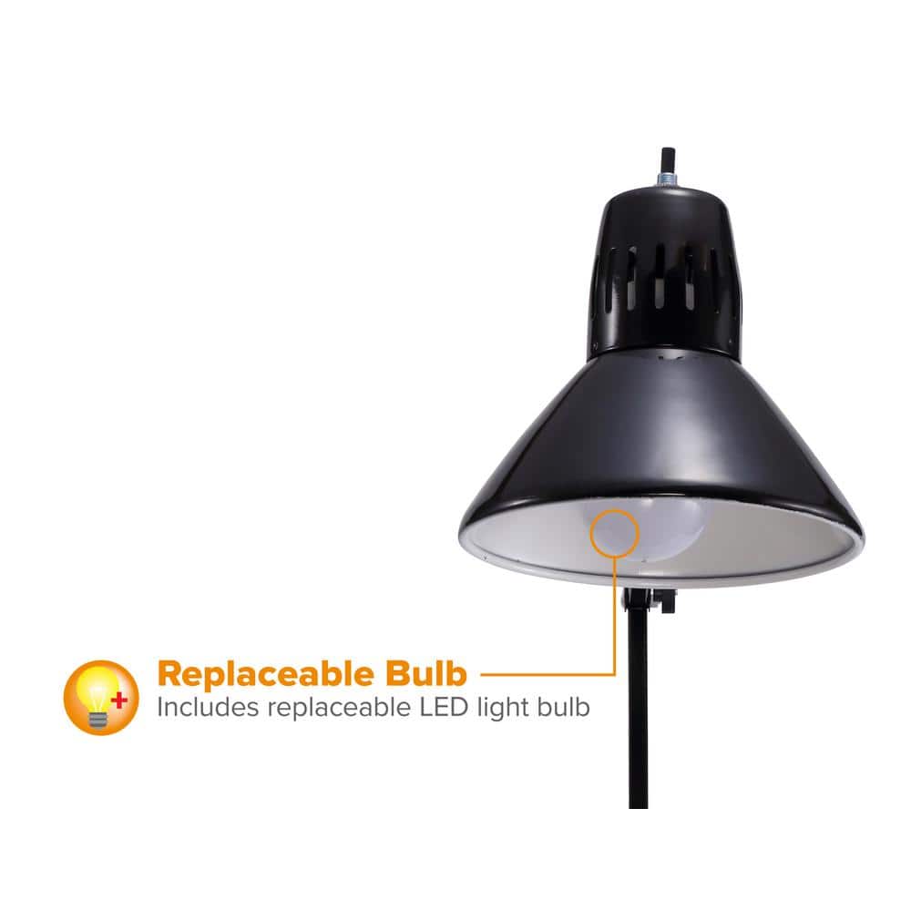 Sleek 36" Black Metal LED Clamp Desk Lamp with Adjustable Arm