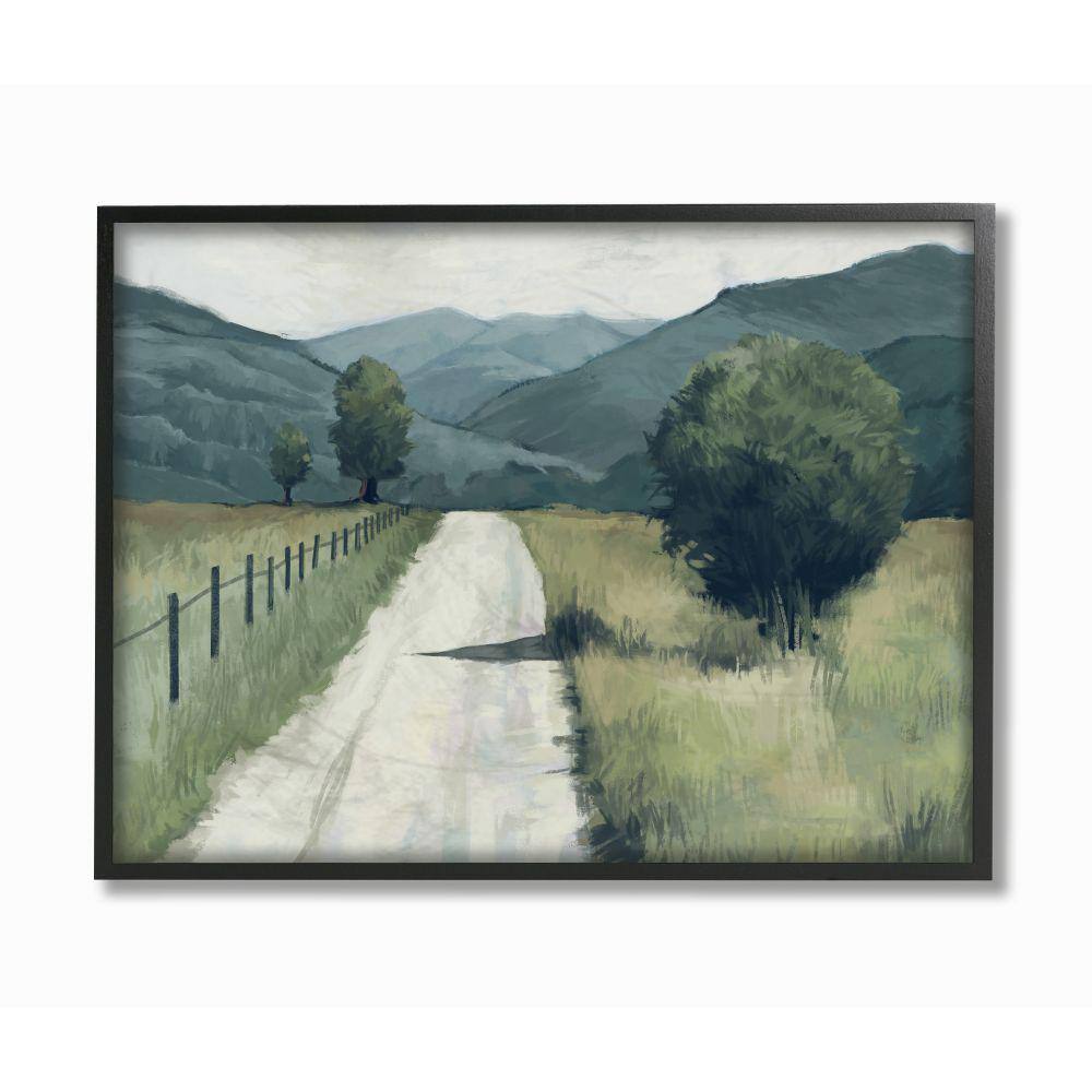 Farmland Fields Green Blue Landscape Painting by Ziwei Li Framed Nature Wall Art Print 11 in. x 14 in. price history on PriceWatchPro