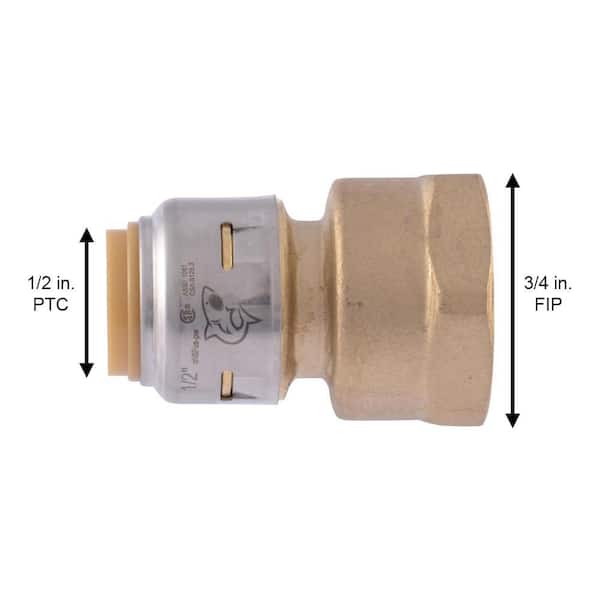 SharkBite 1/2-in Push-to-Connect x 3/4-in FNPT dia Female Adapter Push Fitting SharkBite 1/2-in Push-to-Connect x 3/4-in FNPT dia Female Adapter Push Fitting
