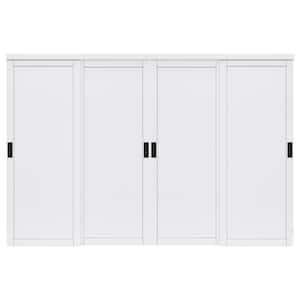 120 in. x 80 in. Paneled 1-Lite Blank Pattern White Primed MDF Sliding Door with Hardware Kit