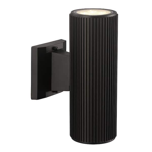 Black Integrated LED Outdoor Wall Cylinder Light with Clear Glass