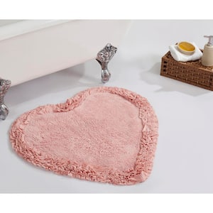 Shaggy Border Collection Pink 30" Heart 100% Cotton Bath Rug