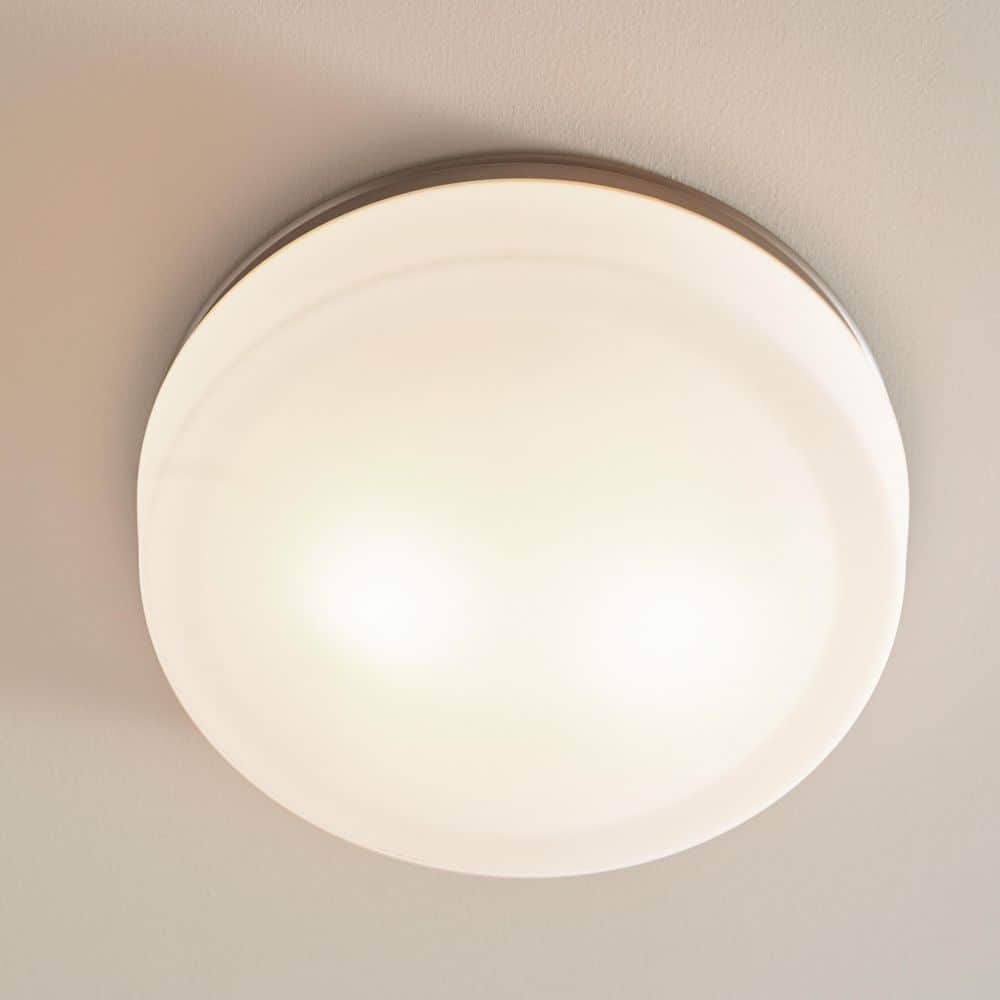 Elegant Satin Nickel 2-Light Indoor/Outdoor Flush Mount with Opal Etched Glass