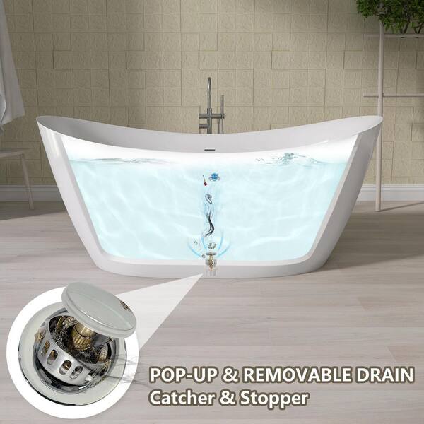 Zeafive Van 63 in. L x 31.5 in. W Acrylic Freestanding Soaking