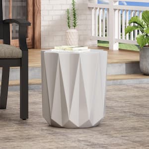 Cerny Antique White Stone Outdoor Patio Side Table