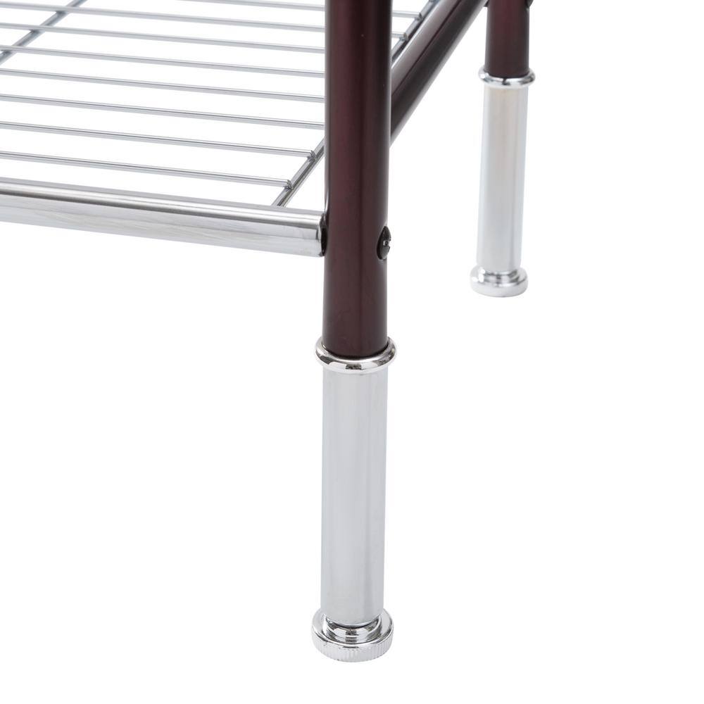 Bronze and Chrome 4-Tier Freestanding Wire Storage Shelf
