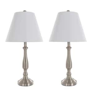 25.5 in. Brushed Steel Lamp Set (2-Piece)
