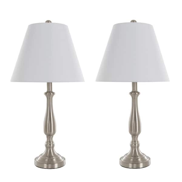 Lavish Home 25.5 In. Brushed Steel Lamp Set (2-piece) M100008 - The 