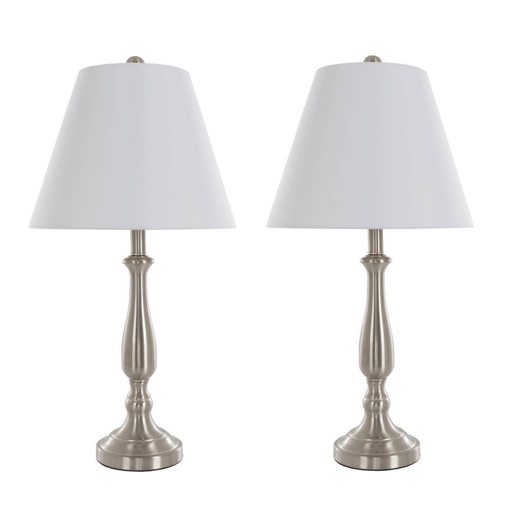 Lavish Home 25.5 in. Brushed Steel Lamp Set (2-Piece) M100008 - The ...