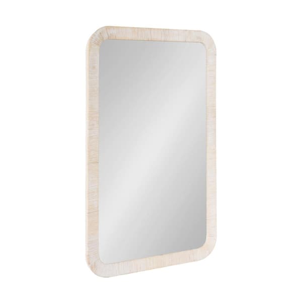 Kate and Laurel Rahfy White 24 in. W x 36 in. H Rectangle Natural Material Framed Mirror