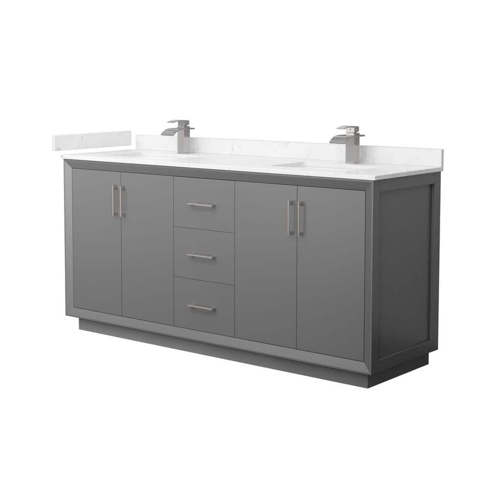Strada 72 in. W x 22 in. D x 35 in. H Double Bath Vanity in Dark Gray with Carrara Cultured Marble Top price history on PriceWatchPro
