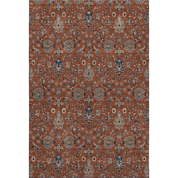Mayfield Premium Machine Washable Abstract AMF2192 Paprika 8 ft. x 10 ft. Area Rug