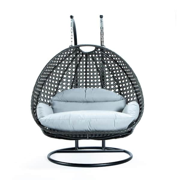 Brown Wicker Round Shaped Patio Swing Outdoor Patio Egg Lounge Chair Swing  2 Person with Beige Cushion XBHJ-TL-1 - The Home Depot