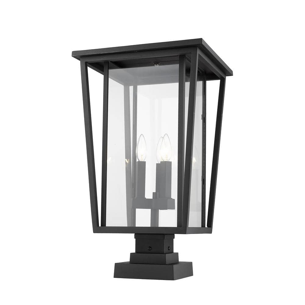 Seoul 24.75 in. 3-Light Black Aluminum Hardwired Outdoor Weather Resistant 