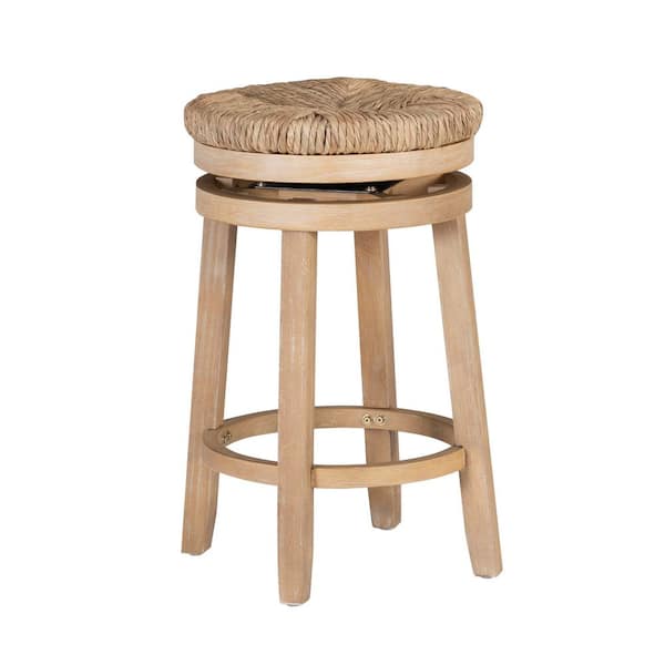Powell Company Mesquite 25.5 in. Natural Backless Wood Counter Stool with Seagrass Seat