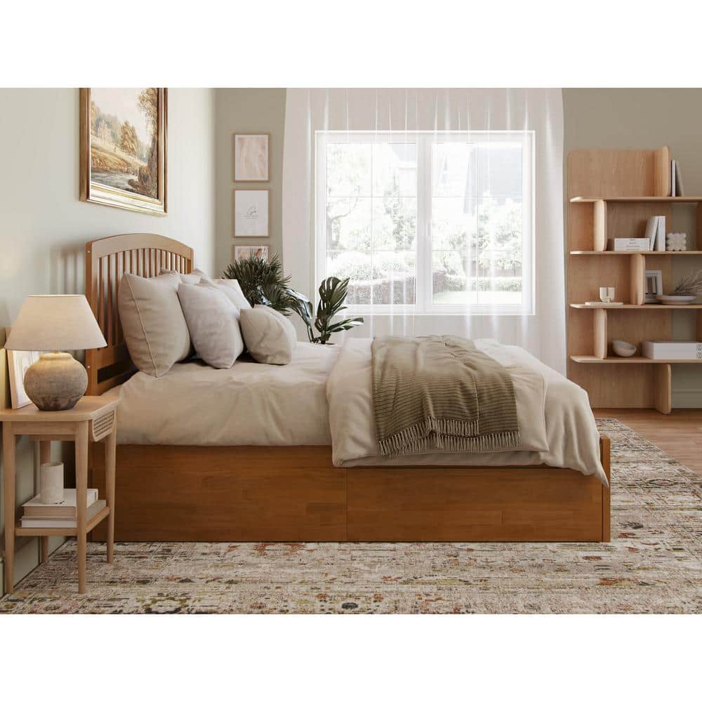 Richmond Light Toffee King Wood Platform Bed with Storage Drawers