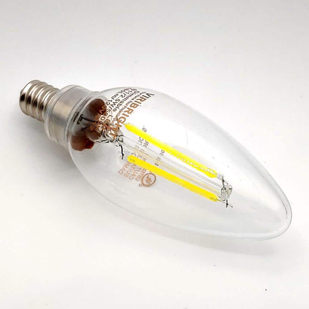 Clear Dimmable LED Filament B11 E12 Light Bulbs, 12-Pack