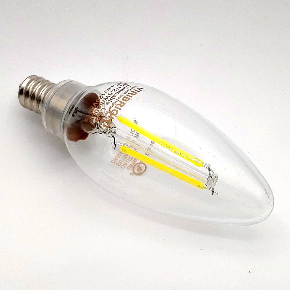 Clear Dimmable LED Filament B11 E12 Light Bulbs, 12-Pack