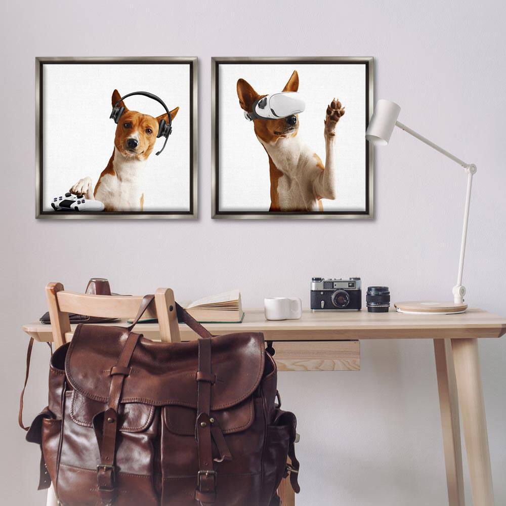 Video Game Dogs with VR by CAD Design 2-Piece Gray Floater Frame Animal Graphic Art Print 25 in. x 25 in. price history on PriceWatchPro
