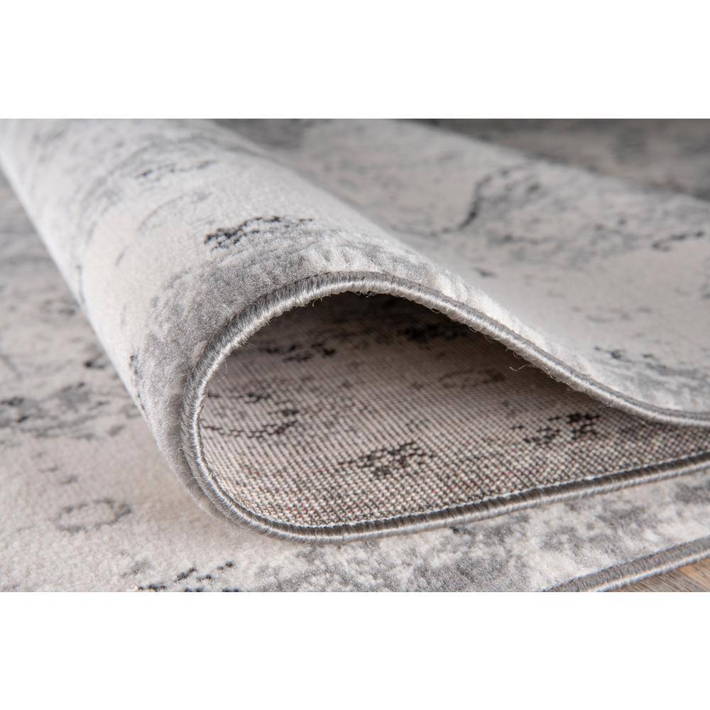 Gray and White Synthetic Medallion 10x14 Area Rug