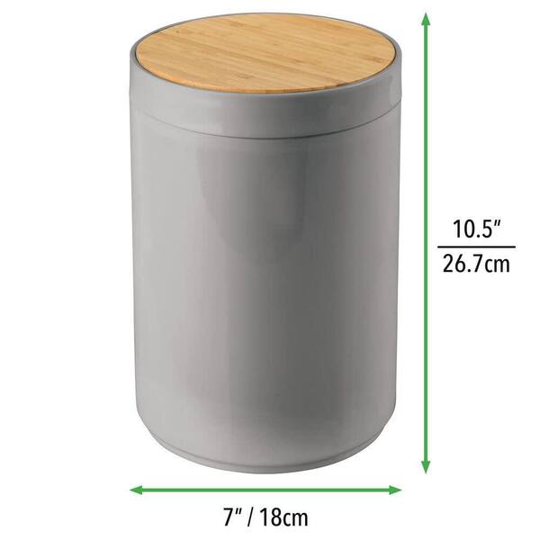 1.3 Gal. Gray Plastic Circular Trash Can with Swinging Closure Lid