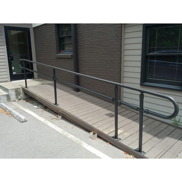 EZ Handrail 6 ft. x 1.9 in. Textured Black Aluminum Round ADA Handrail