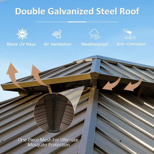 ToolCat 12 ft. x 18 ft. Upgraded Metal Hardtop Gazebo, Dual-Layer