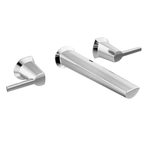 Delta Galeon 2-Handle Wall Mount Bathroom Faucet Trim Kit in Lumicoat Chrome (Valve Not Included)