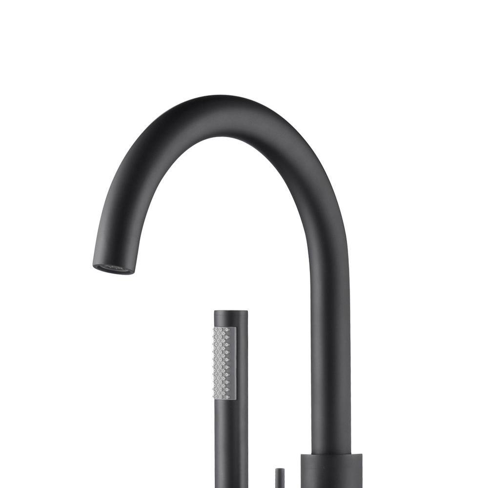 Matte Black Brass Freestanding Tub Filler with Diverter