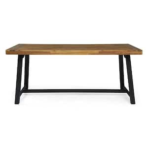 Raphael Sandblast Teak Brown and Black Rectangular Wood Outdoor Dining Table