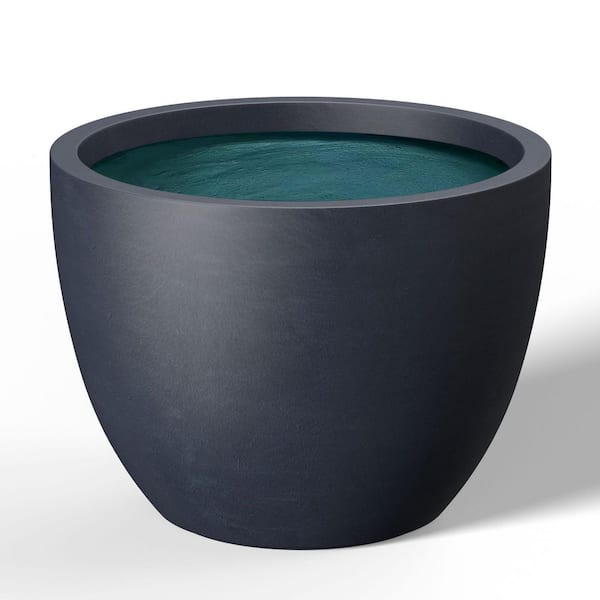 17.5 in. Large Granite Gray(Premium Inner) Concrete Round Planter/Pot with Drainage Holes