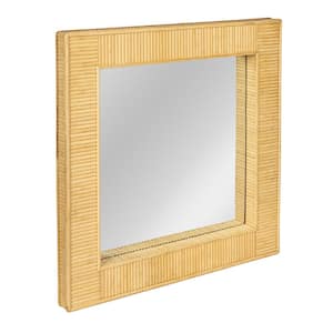 27.95 in. W x 28 in. H Bamboo Square Natural Framed Wall Decorative Mirror
