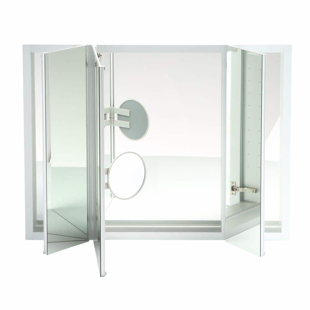 Verdera 40" x 30" Frameless Aluminum Triple-Door Medicine Cabinet with Adjustable Shelves