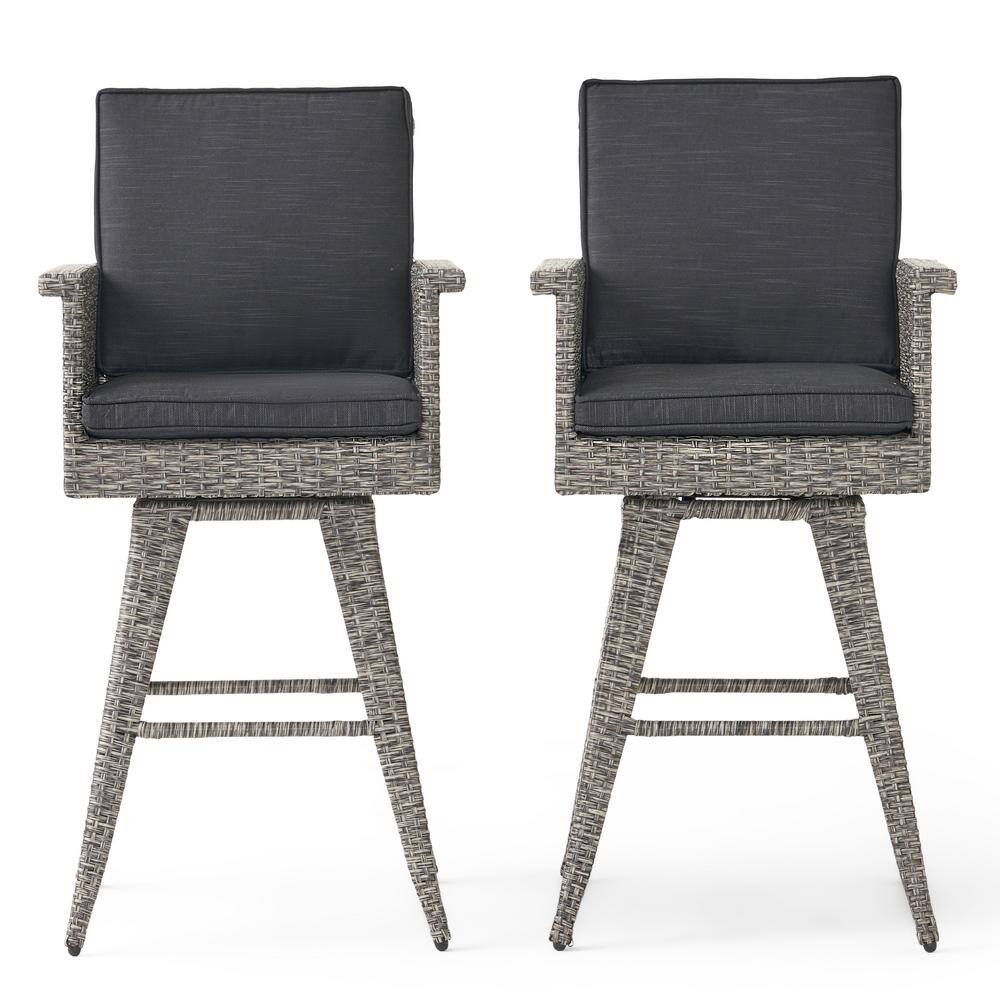 Noble House Cindy Faux Rattan Outdoor Patio Bar Stool (2-pack) 66919 