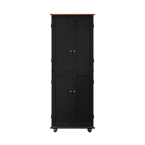 Black/Walnut 2-Tone Accent Storage Cabinet with 4-Doors