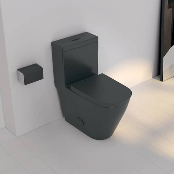 Turner One-Piece 1.1/1.6 GPF Dual Flush Siphon Elongated Toilet in Matte Black