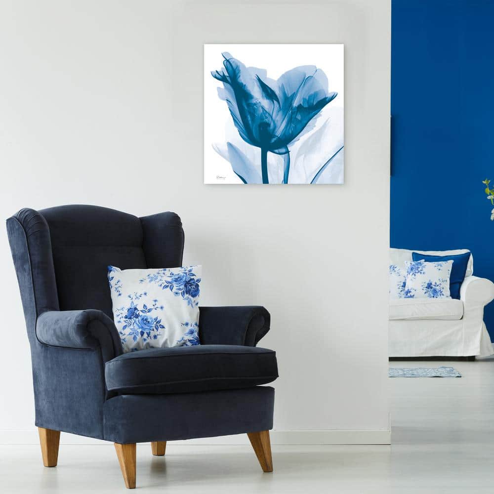 Lusty Blue Tulip 24" Frameless Tempered Glass Wall Art