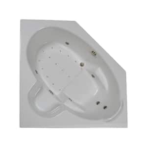 60 in. Corner Drop-in Air and Whirlpool Bath Bathtub in White
