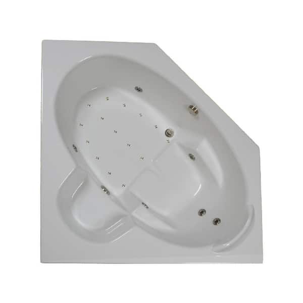 Comfortflo 60 in. x 60 in. Acrylic Corner Drop-in Whirlpool and Air Bathtub with Center Drain in White