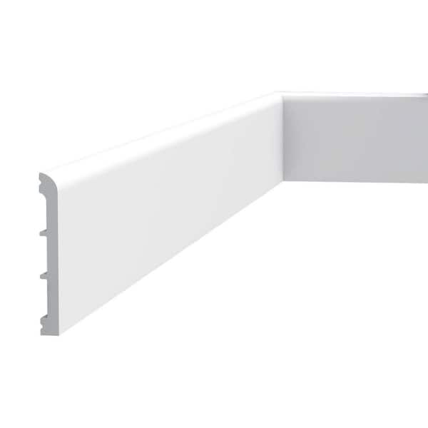 ORAC DECOR 1/2 in. D x 4-3/8 in. W x 78-3/4 in. L Primed White High Impact Polystyrene Baseboard Moulding (3-Pack)