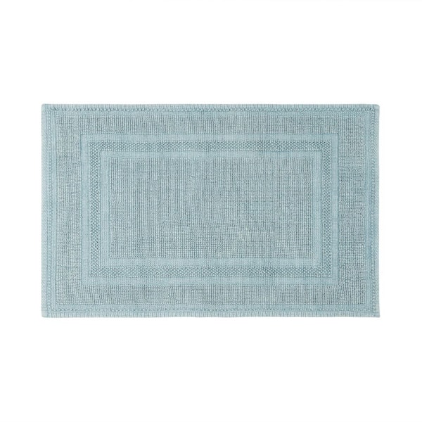 Jean Pierre Stonewash Racetrack Washed Blue  21 in. x 34 in. Cotton Rectangular Bath Rug