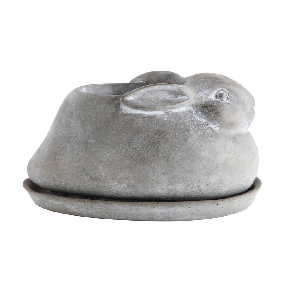 UPC 807472954196 product image for 10 in. L x 5.75 in. W x 5 in. H Gray Cement Stone Rabbit Decorative Pots with  | upcitemdb.com