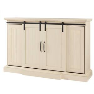Chastain 68 in. Freestanding Media Console Electric Fireplace TV Stand with Sliding Barn Door in Ivory